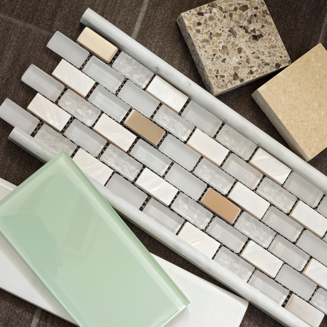 tiles laid out for a bathroom renovation