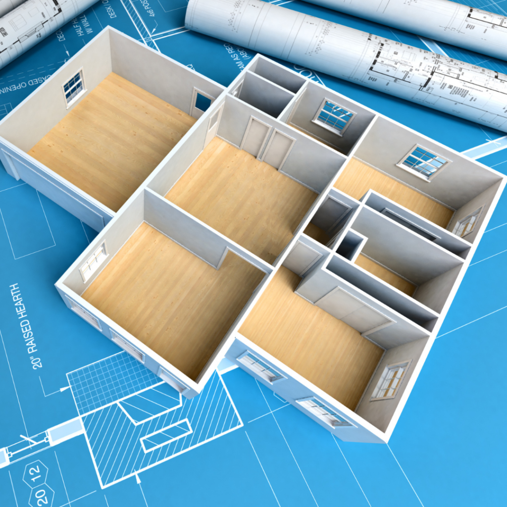3D rendering of a house. 